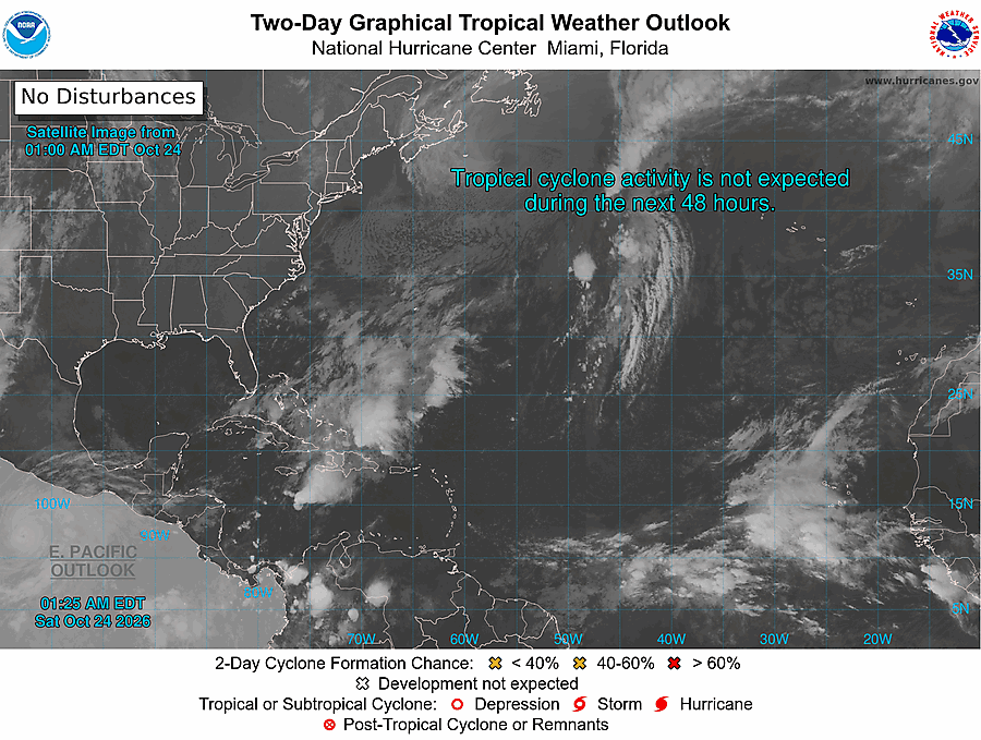 NHC Atlantic 2-day tropical weather outlook map
