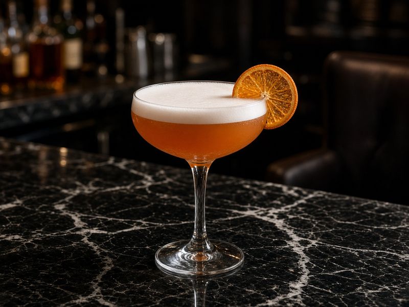 AI-generated illustration: Urban Prime's Cafe Clementine cocktail with a candied orange garnish. Based on the menu description, not an actual photo of this dish.