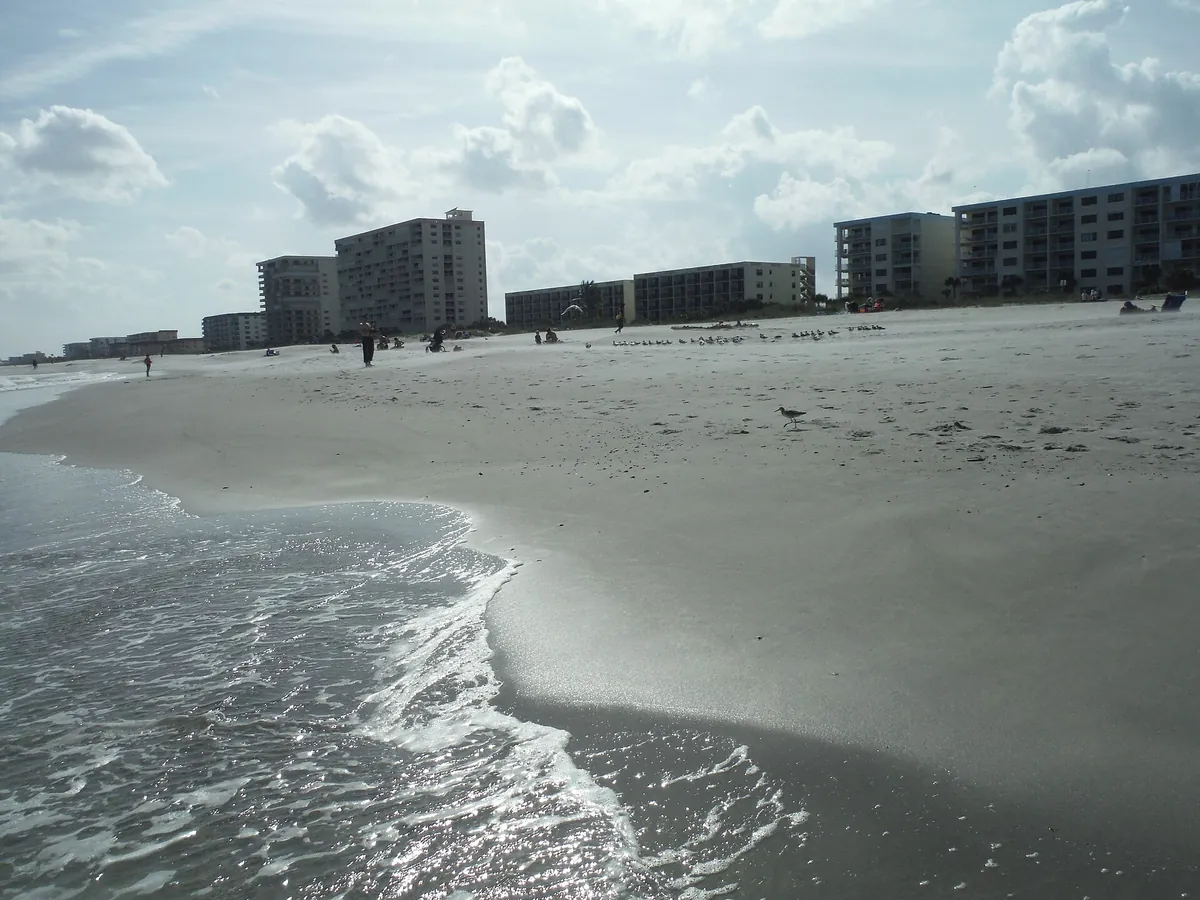 The beach and shoreline at Cocoa Beach