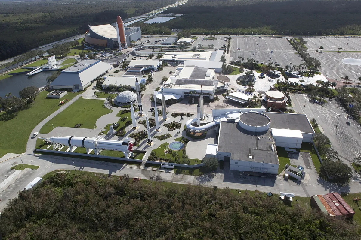 Aerial view of the Kennedy Space Center Visitor Complex