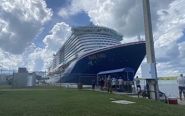 Carnival Mardi Gras docked at Port Canaveral
