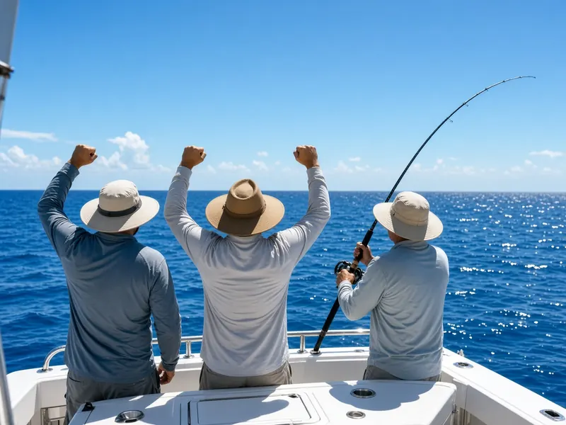 Anglers celebrating on the back deck (AI-generated)